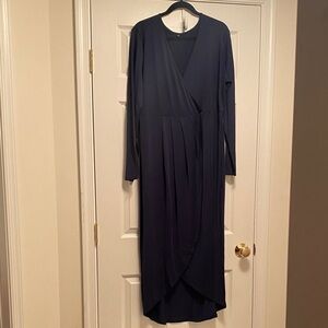 Navy Blue Wrap Long Sleeve Dress…size XXXL